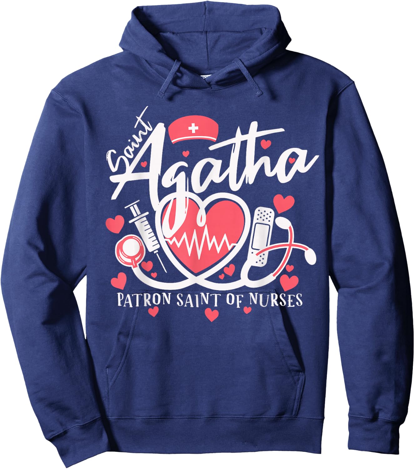 St Agatha Patron Saint of Nurses National Nurses Day Week Hoodie - Hoodie | Navy