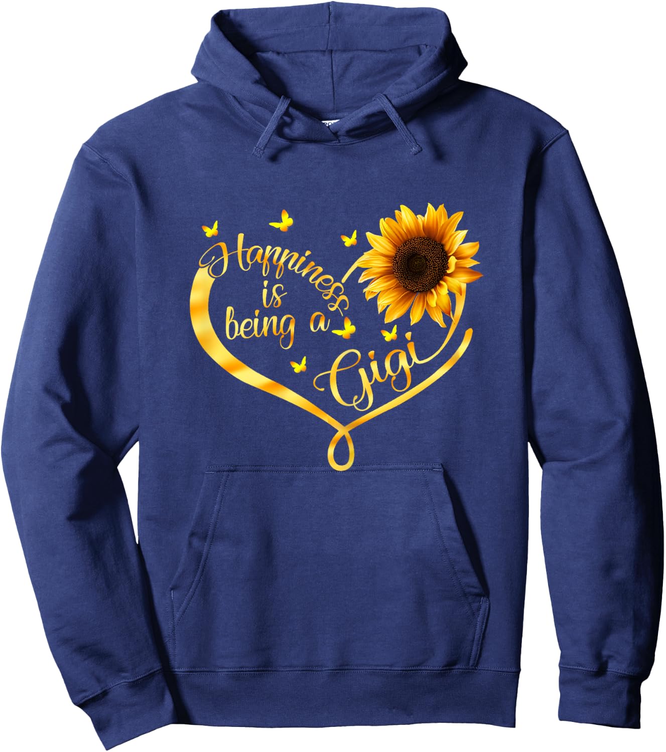 Happiness Is Being A Gigi Sunflower Mother's Day Grandma Hoodie - Hoodie | Navy