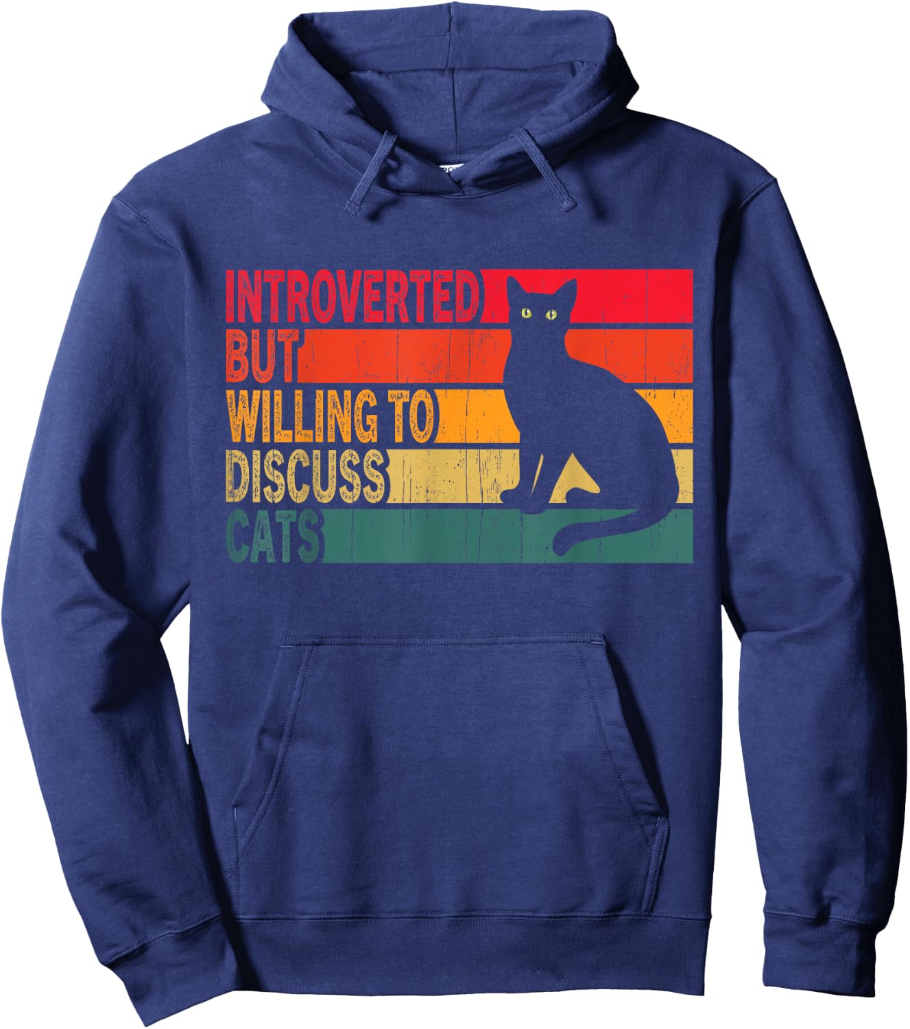 Introverted But Willing To Discuss Cats Vintage Cat Lover Women Hoodie - Hoodie | Navy
