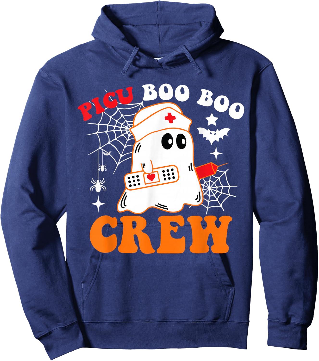 PICU Boo Boo Crew Funny Nurse Ghost Halloween Hoodie - Hoodie | Navy