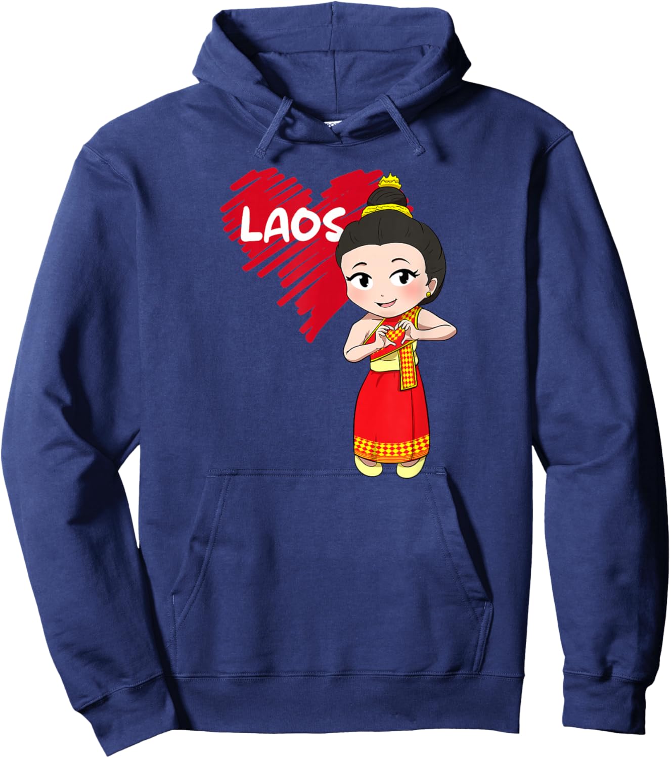 Laos Lao Sinh Girl Heart Laotian Hoodie - Hoodie | Navy