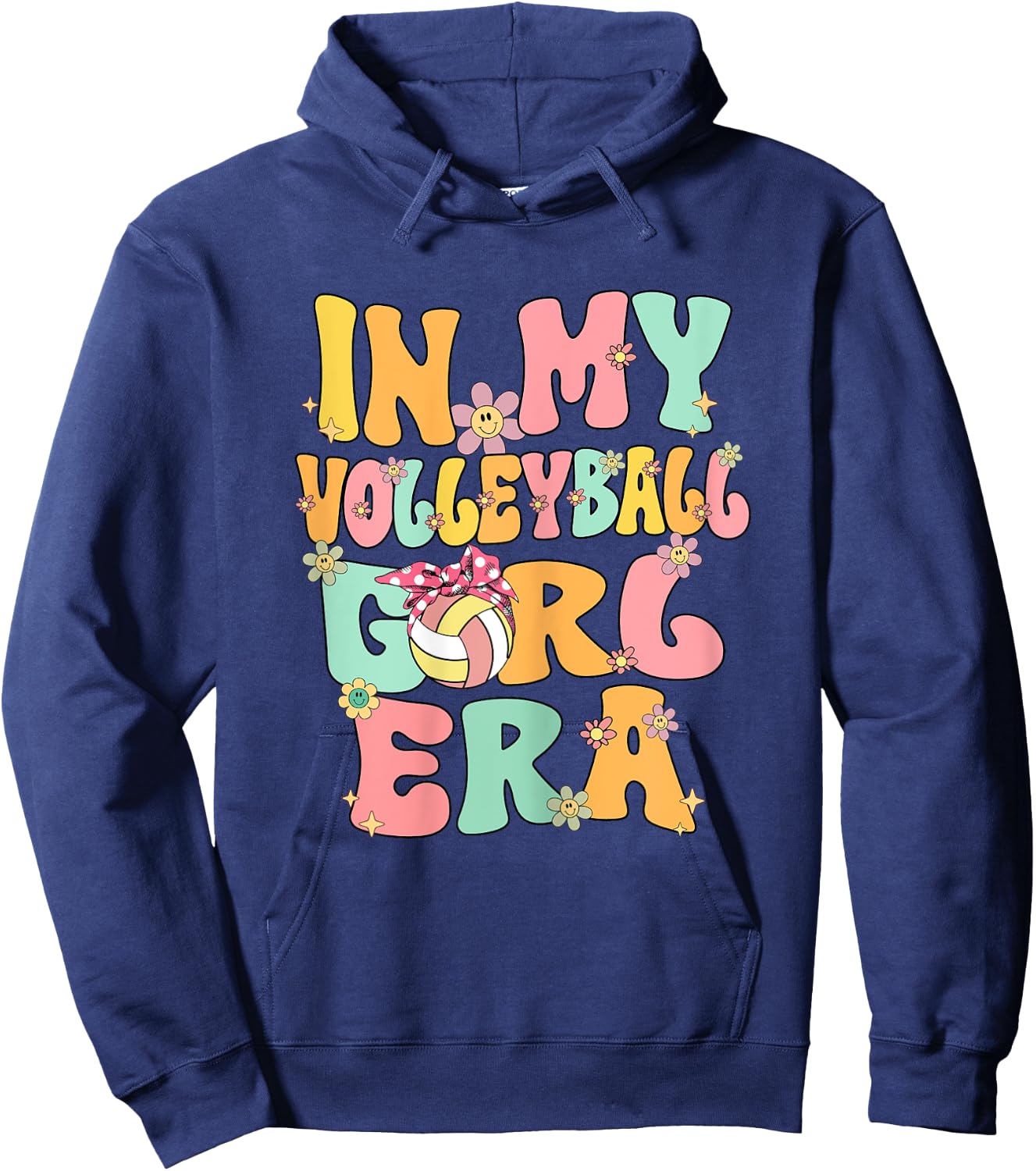 In My Volleyball Girl Era Retro Groovy Volleyball Girl Funny Hoodie - Hoodie | Navy