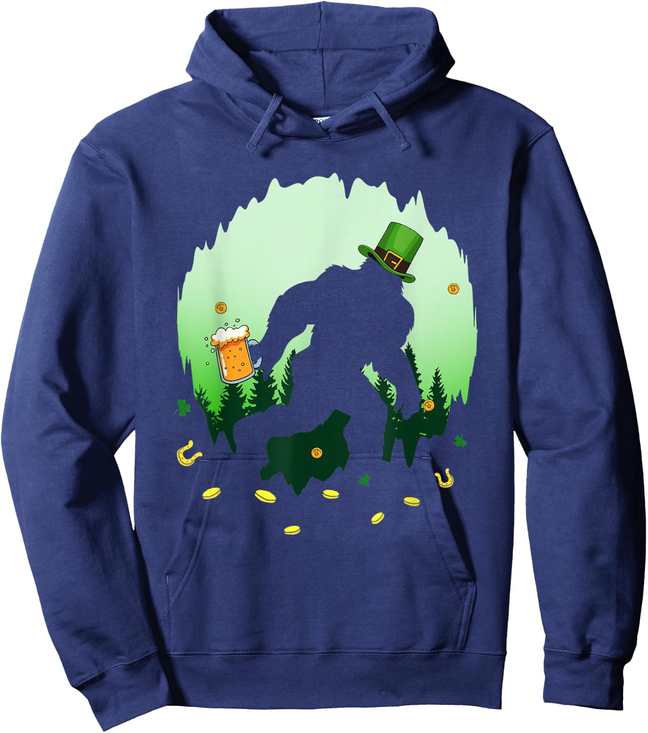 Bigfoot Irish Drinking Beer St Patrick's Day Sasquatch Hoodie - Hoodie | Navy