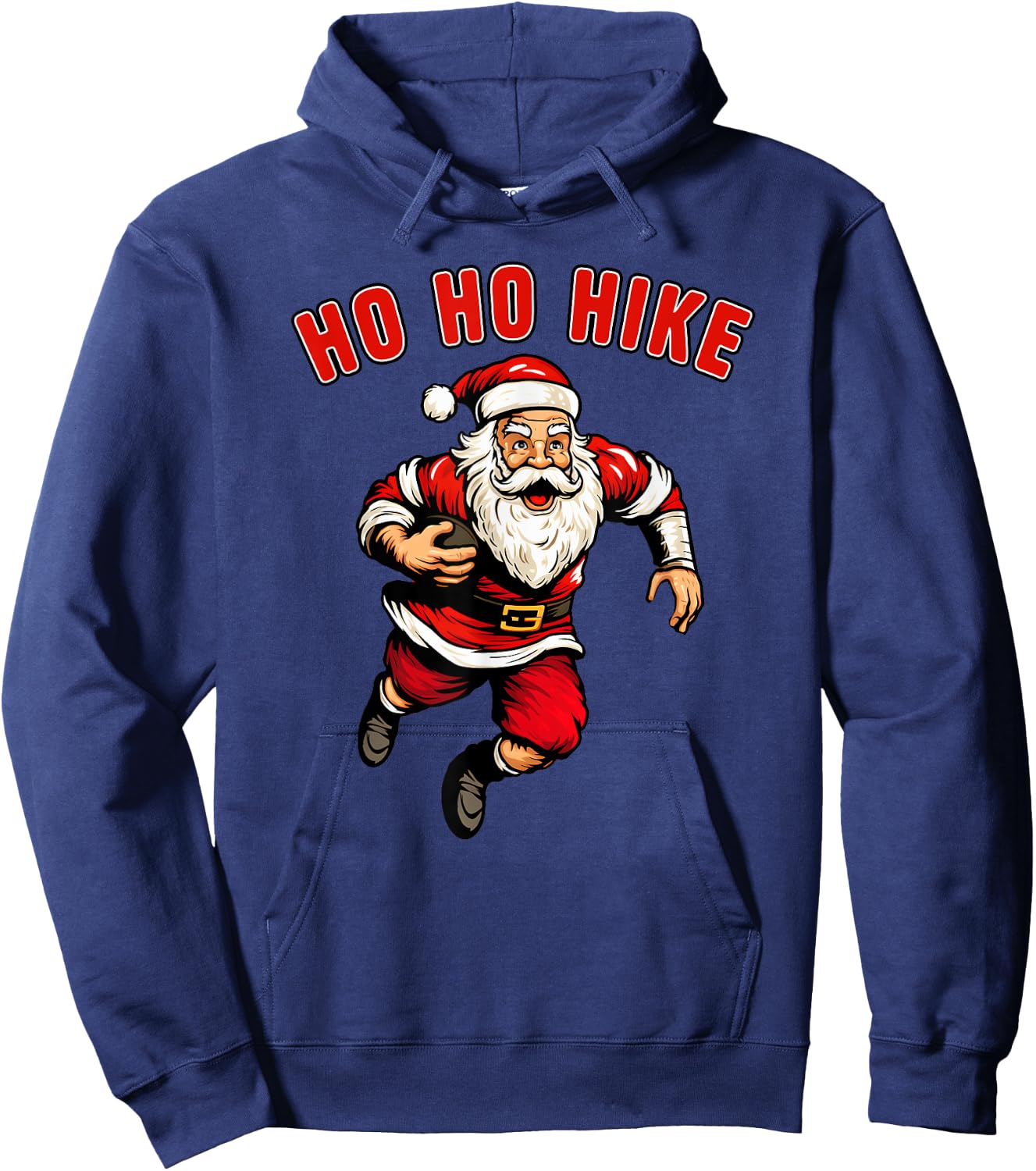 Funny Christmas Football Santa Claus Ho Ho Hike Holiday Dash Hoodie - Hoodie | Navy