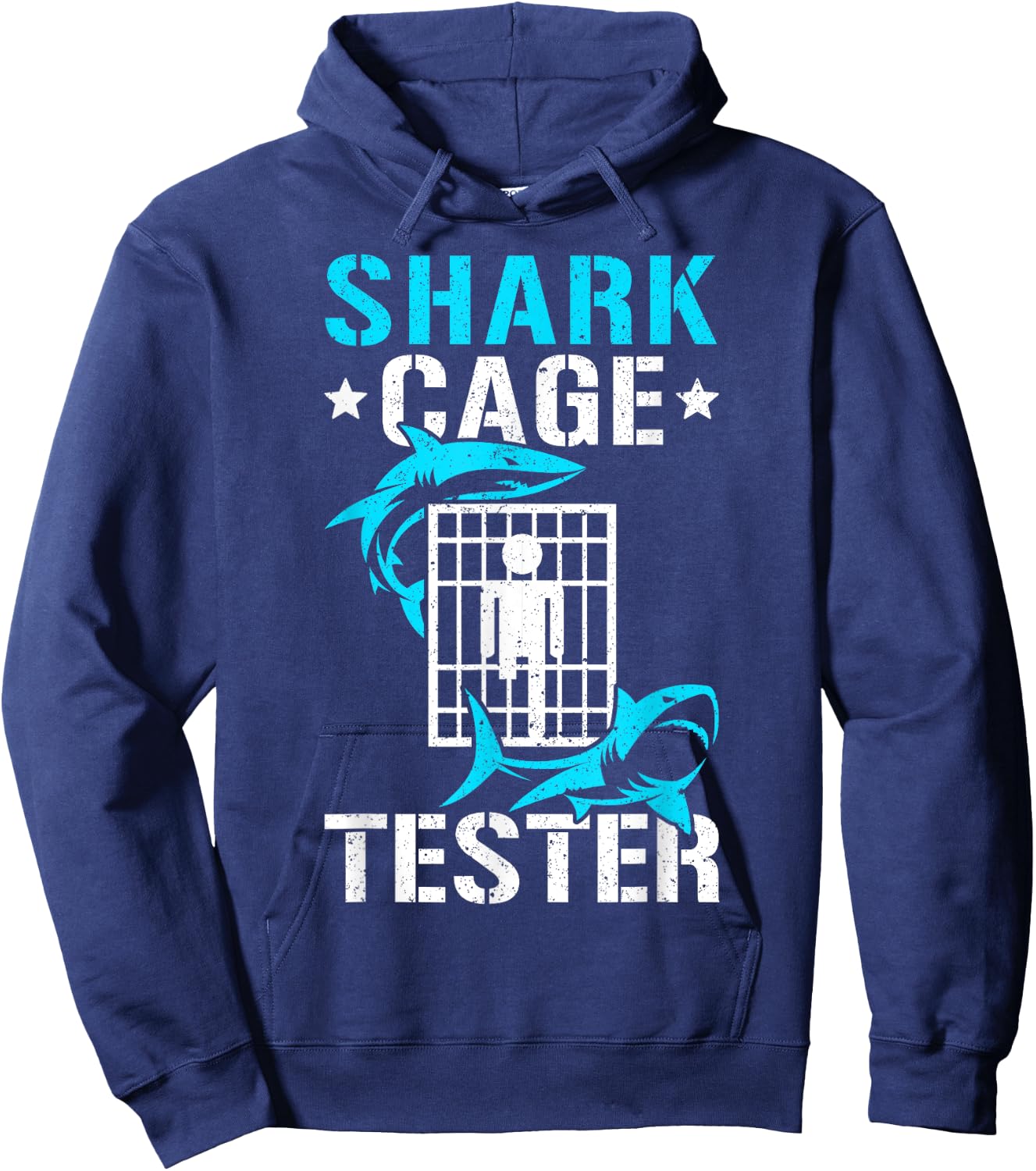 Leg Prosthetic Amputation Vintage Shark Cage Tester Hoodie - Hoodie | Navy