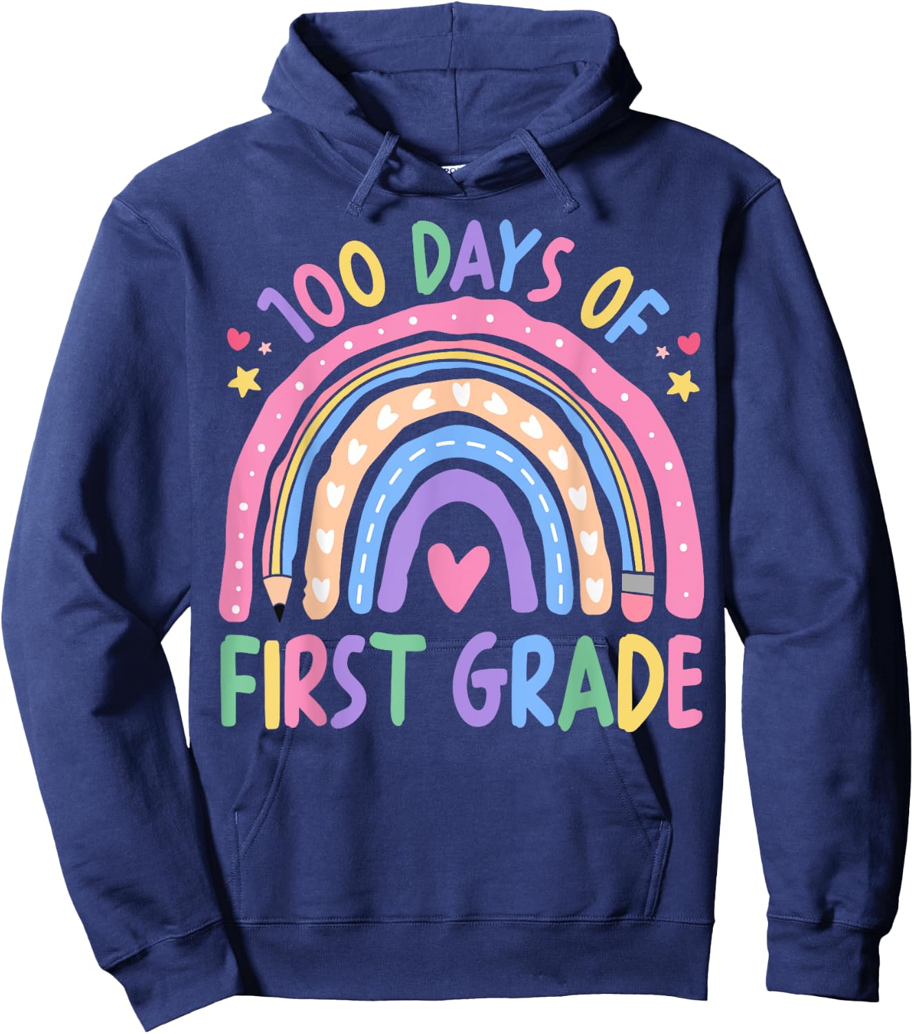 Happy 100th Day of 1st Grade Teacher Kids 100 Days Smarter Hoodie - Hoodie | Navy