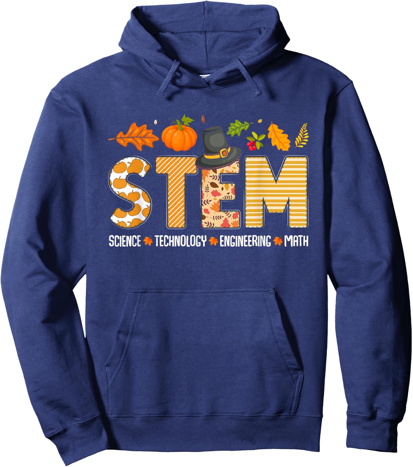 STEM Teacher Thanksgiving Grateful Educator Science Class Hoodie - Hoodie | Navy