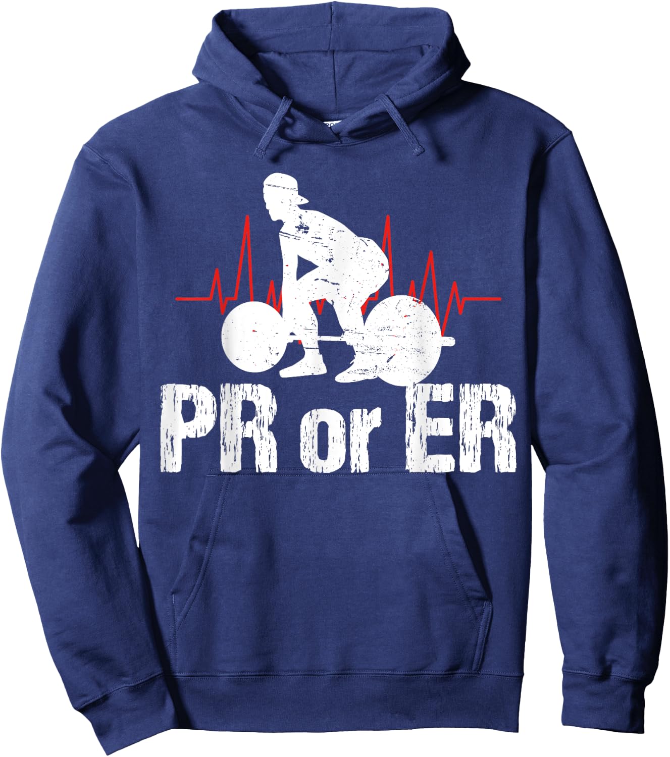 PR Or ER Funny Weightlifting Bodybuilding Apparel Vintage Hoodie - Hoodie | Navy