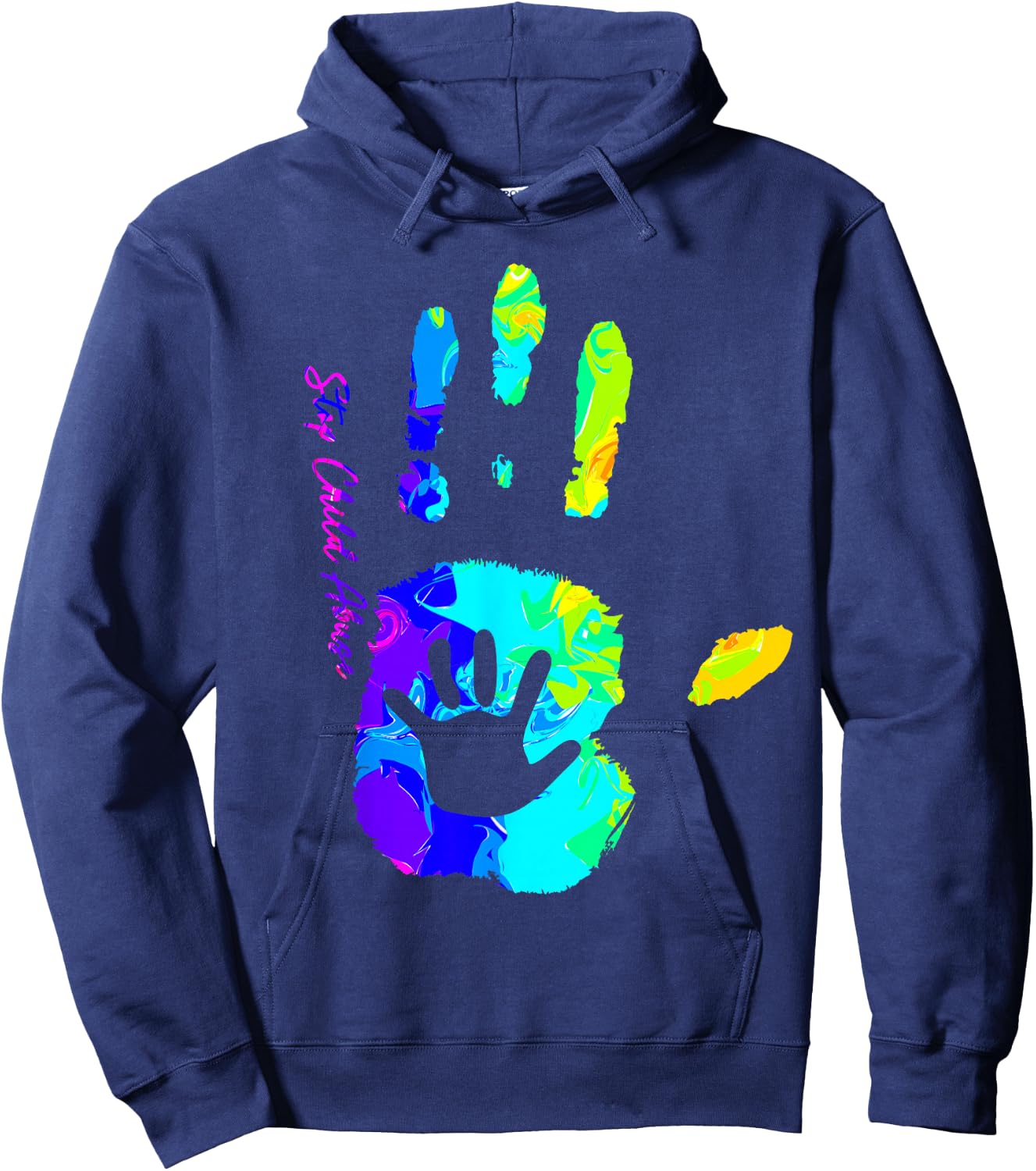 Stop Child Abuse Shirts Tie Dye Child Abuse Awareness Month Hoodie - Hoodie | Navy