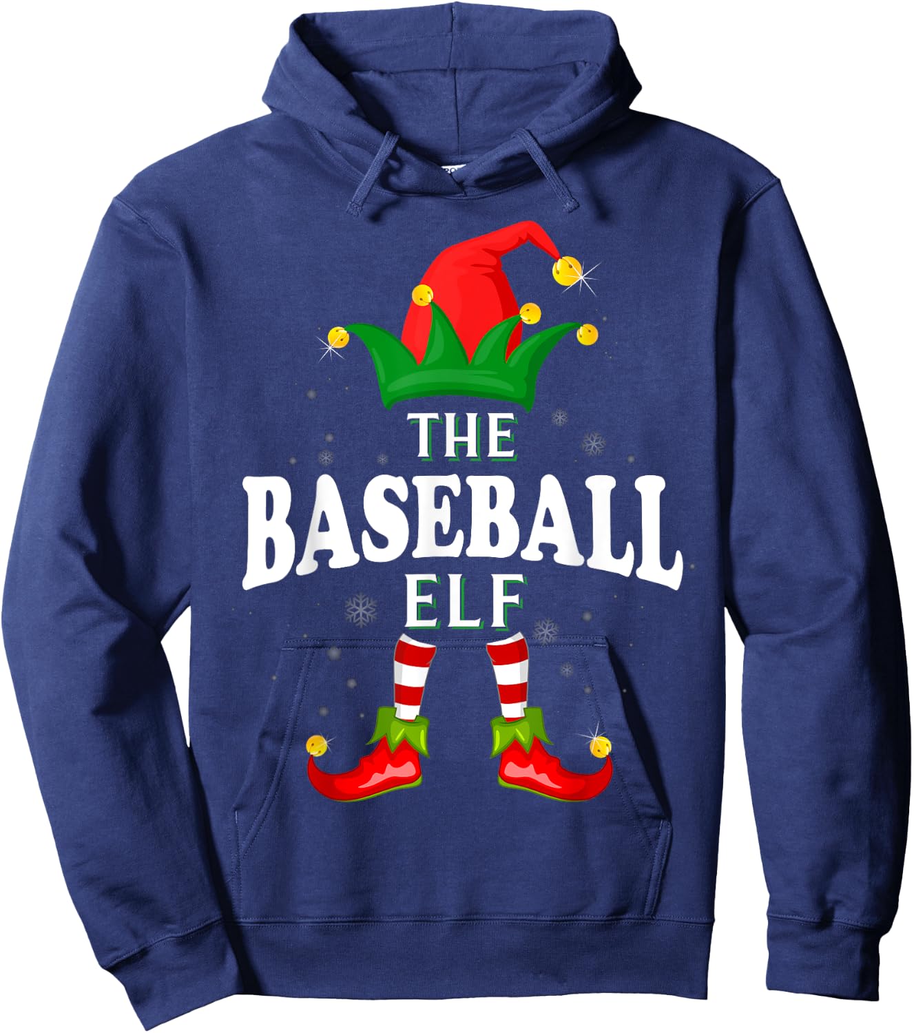 Xmas Baseball Elf Family Matching Christmas Pajama Hoodie - Hoodie | Navy