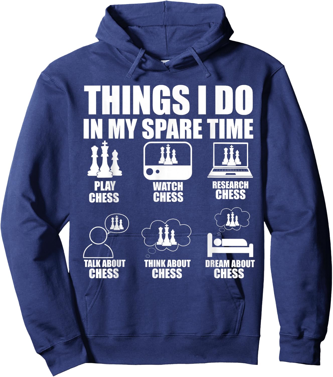 Things I Do In My Spare Time Chess Player Boys Funny Chess Hoodie - Hoodie | Navy