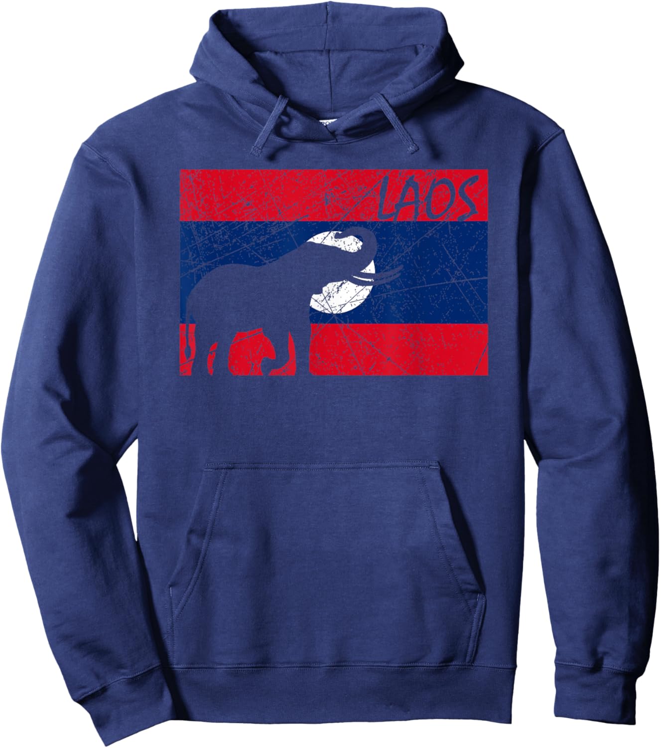 Laos Lao Laotian Proud Wild Elephants Former National Flag Hoodie - Hoodie | Navy
