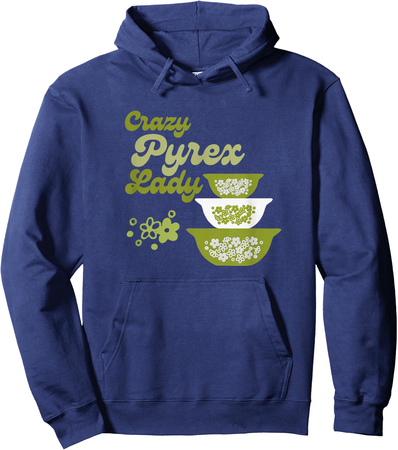 Crazy Pyrex Lady Spring Blossom Vintage Kitchen Collector Hoodie - Hoodie | Navy