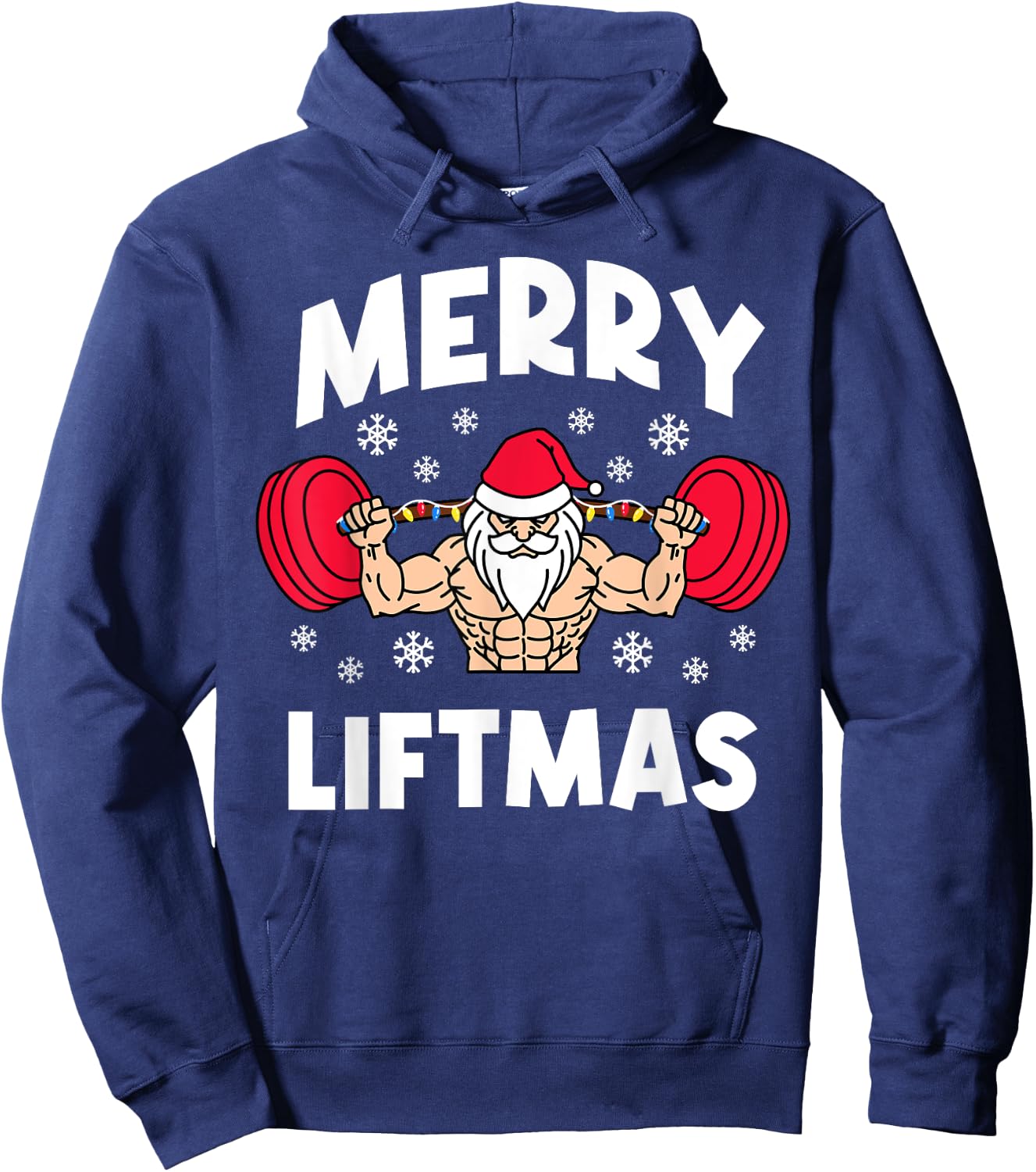 Funny Merry Liftmas Weightlifters Christmas Gym Workout Hoodie - Hoodie | Navy