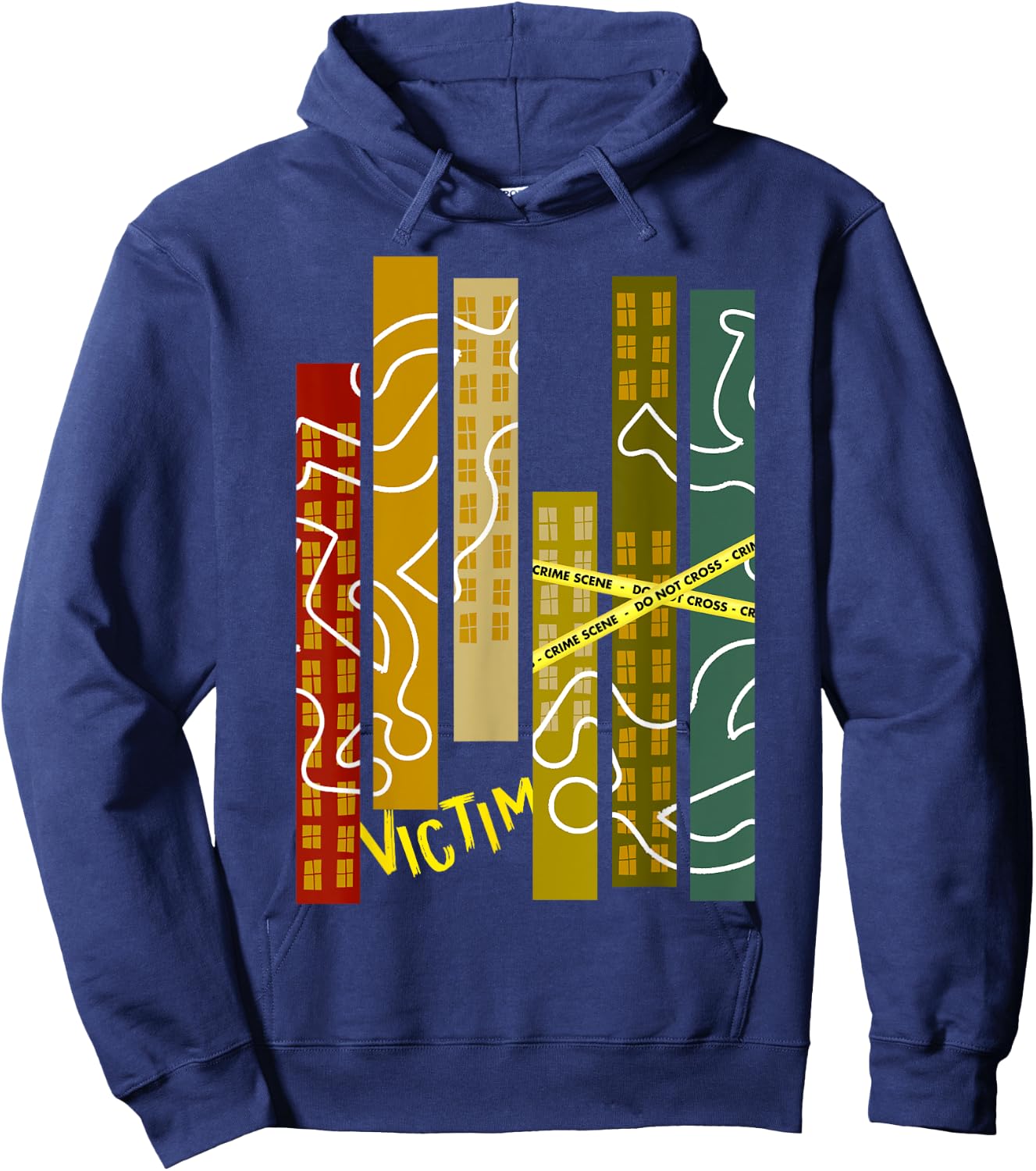 Crime Scene Victim Murder Mystery Dinner Chalk Outline Hoodie - Hoodie | Navy