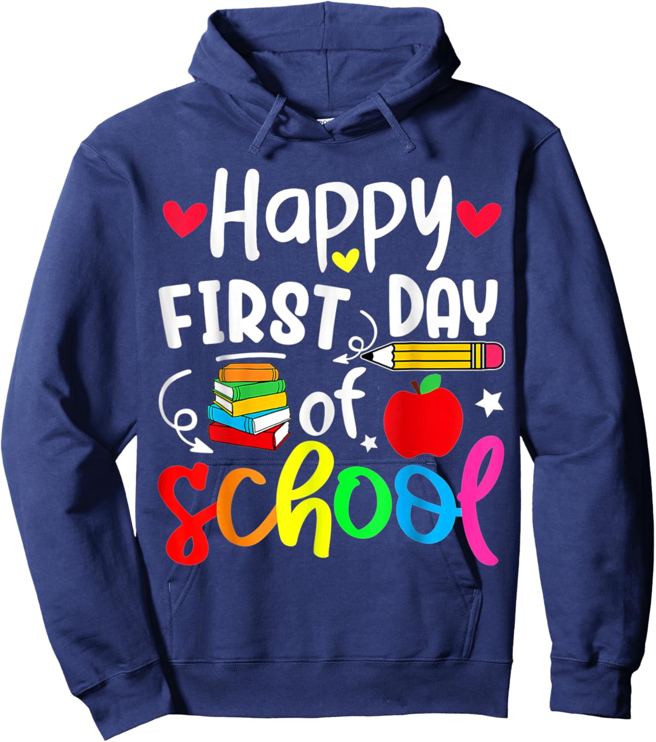 Back To School Happy First Day Of School Student Teacher Women Kids Hoodie - Hoodie | Navy