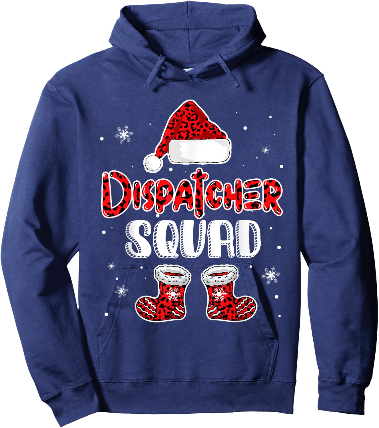 Dispatcher Squad Leopard Santa's Hat Christmas Dispatcher Hoodie - Hoodie | Navy