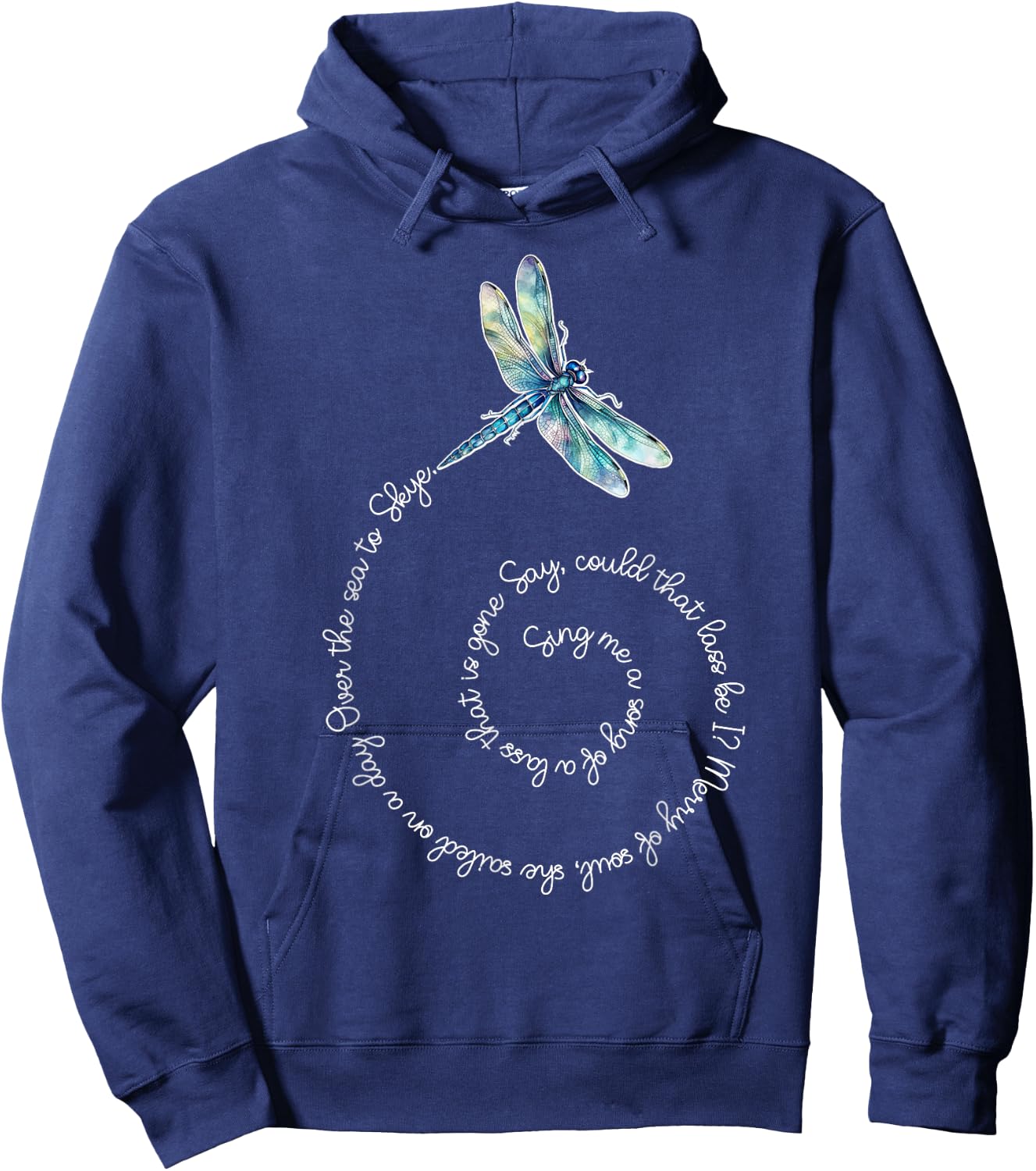 Savvy Designs Stl Skye Boat Song Watercolor Dragonfly Hoodie - Hoodie | Navy