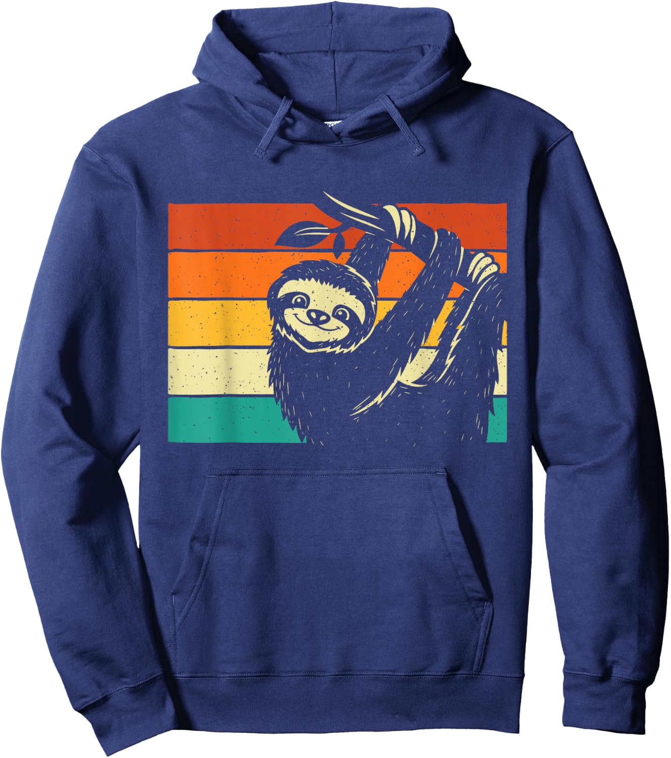 Retro Vintage Hanging Sloth - Nature Animal Lover Zookeeper Hoodie - Hoodie | Navy