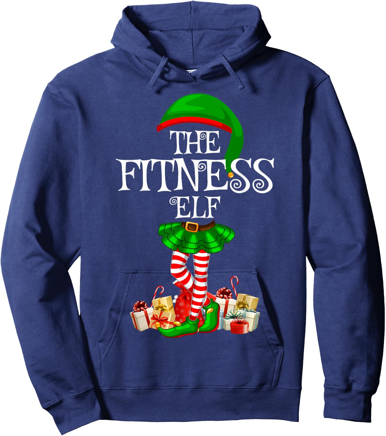 Matching Family Funny The Fitness Elf Christmas Hoodie - Hoodie | Navy
