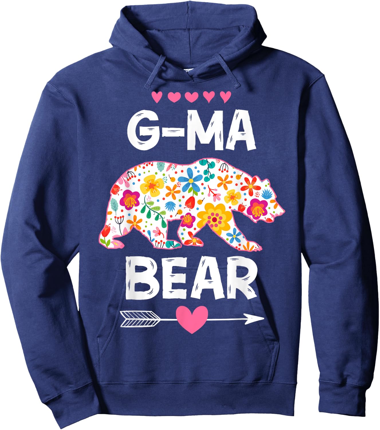 G-Ma Bear Cute Floral Mother's Day Family Matching Party Hoodie - Hoodie | Navy