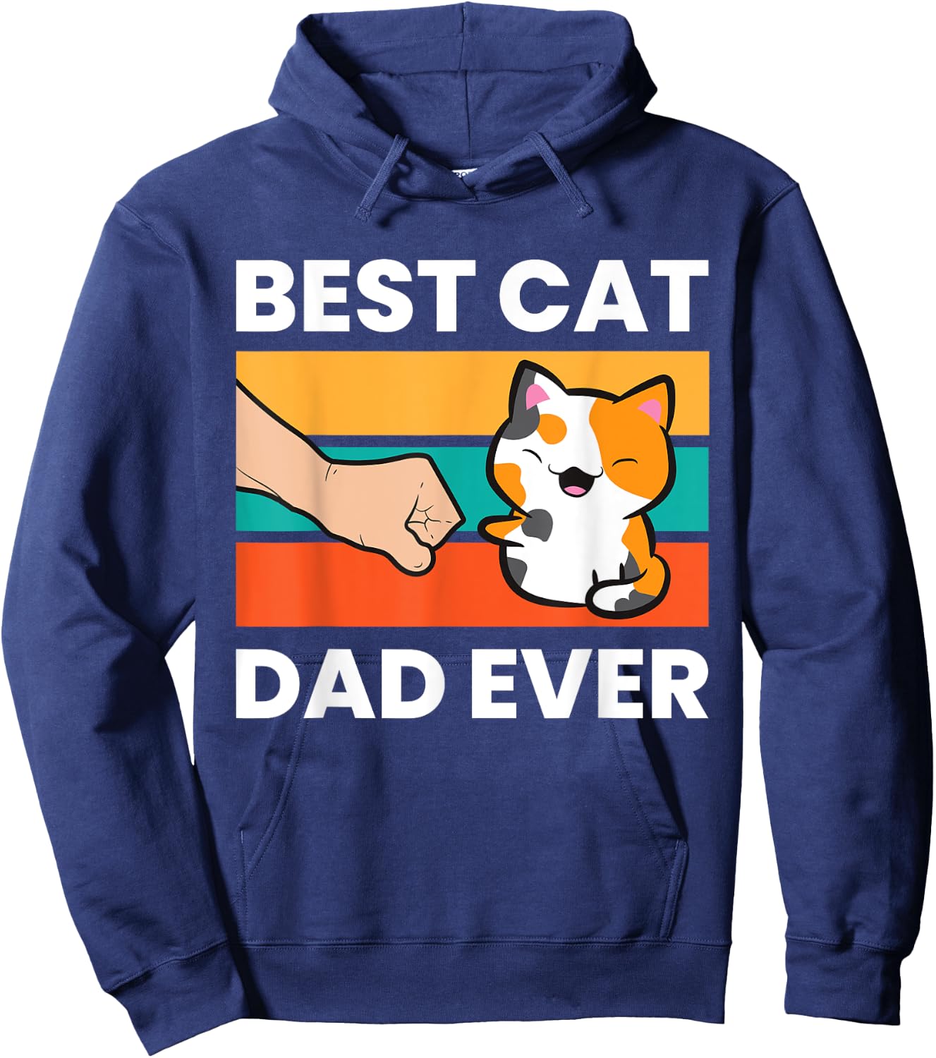Best Cat Dad Ever Papa Calico Cat Women Girls Kids Hoodie - Hoodie | Navy