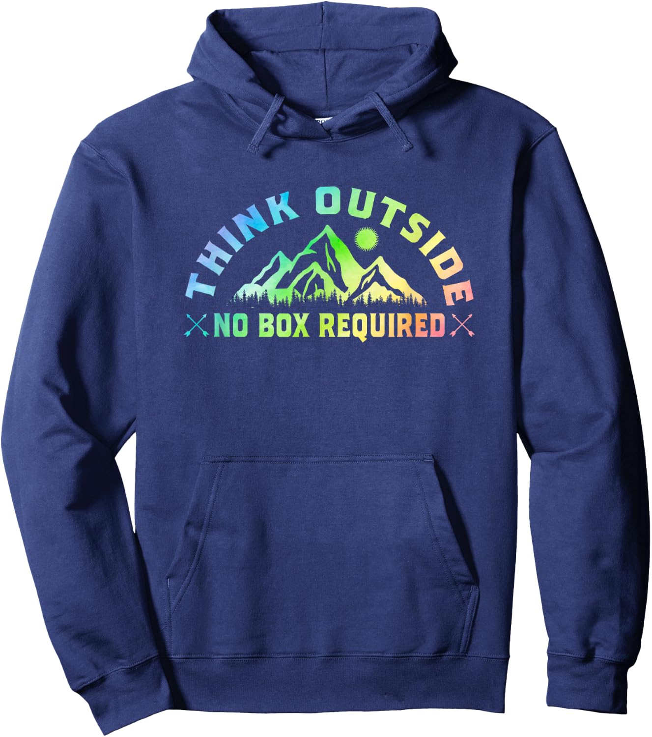 Think Outside No Box Required Hiking Trekking Nature Hiker Hoodie - Hoodie | Navy