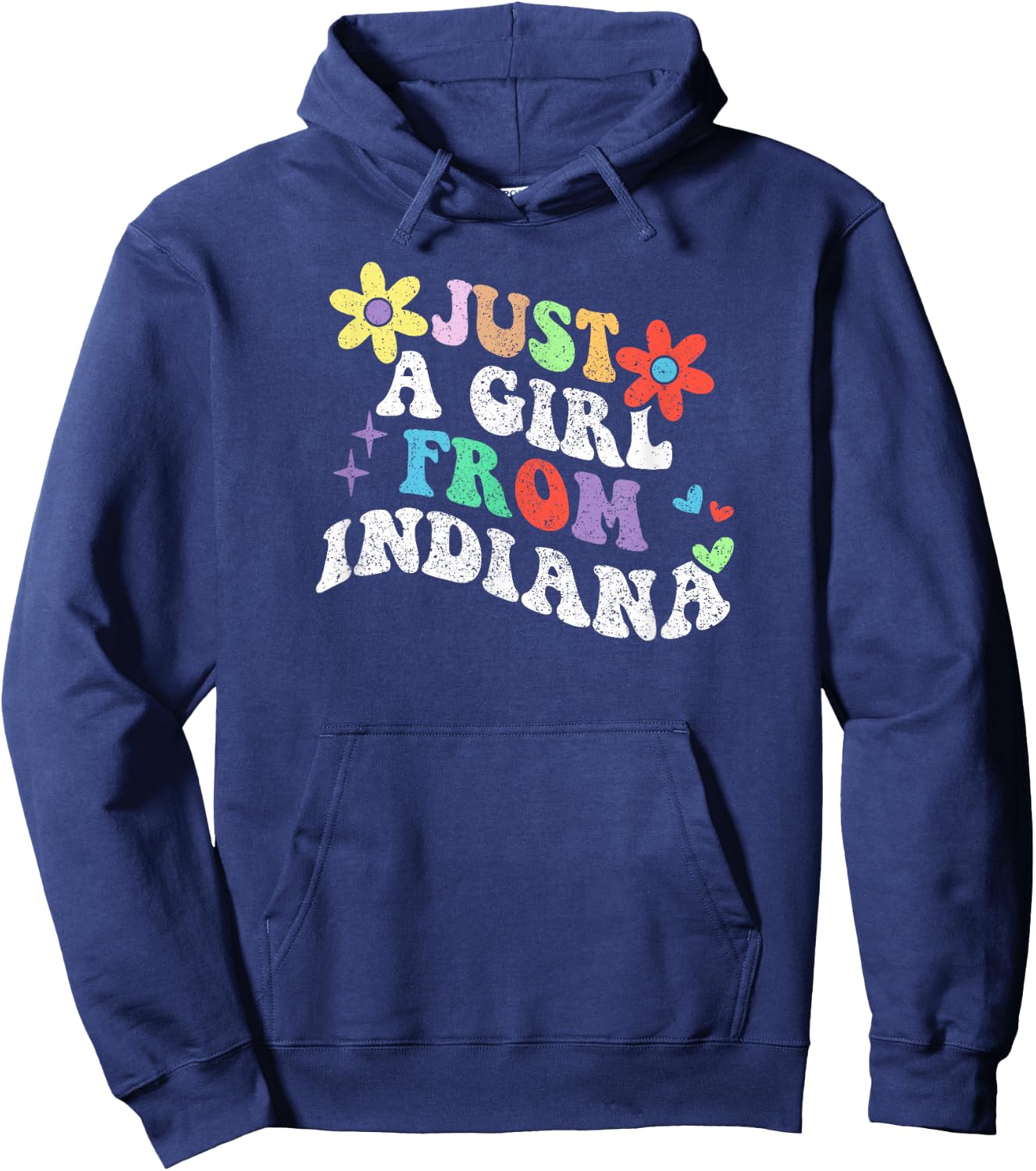 Retro Groovy Just a Girl from Indiana Mother's Day 2023 Hoodie - Hoodie | Navy