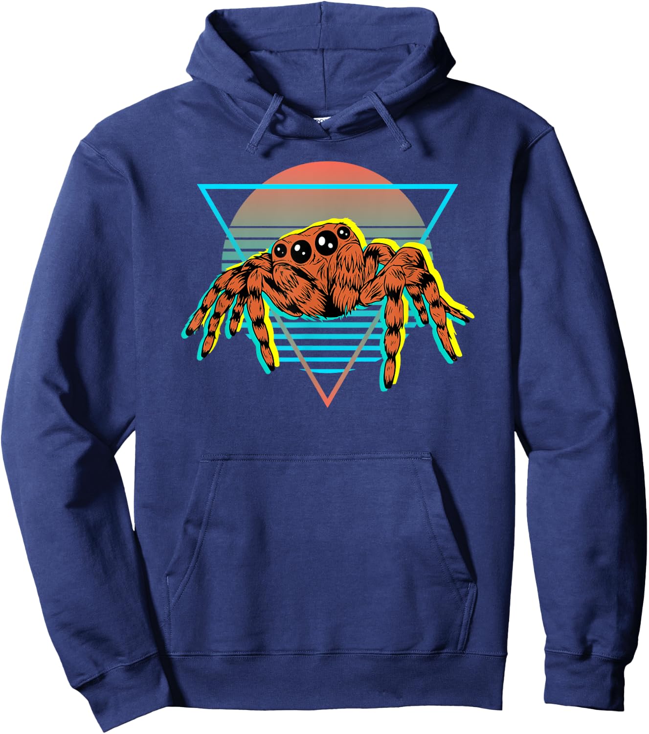 Retro Vintage 70s 80s Style Vaporwave Pet Jumping Spider Hoodie - Hoodie | Navy