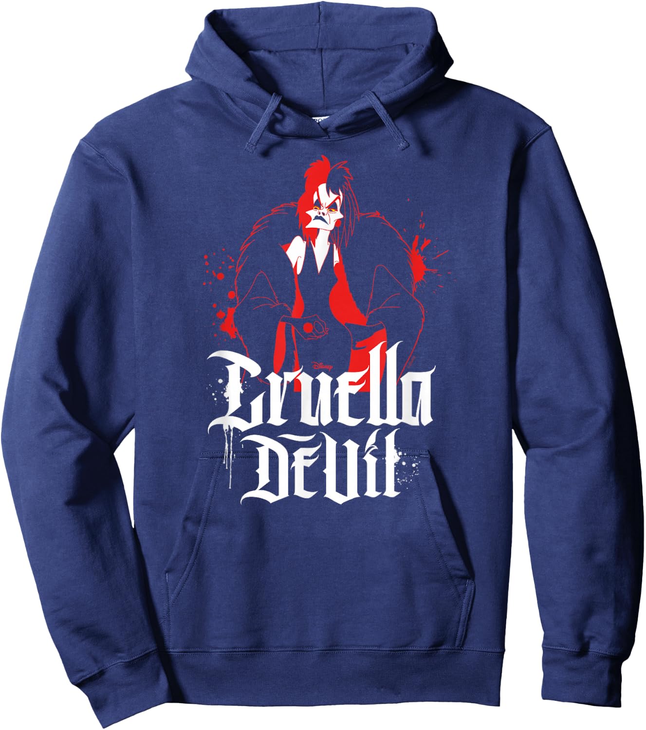 Disney Villains - Cruella De Vil Character Splatter Hoodie - Hoodie | Navy