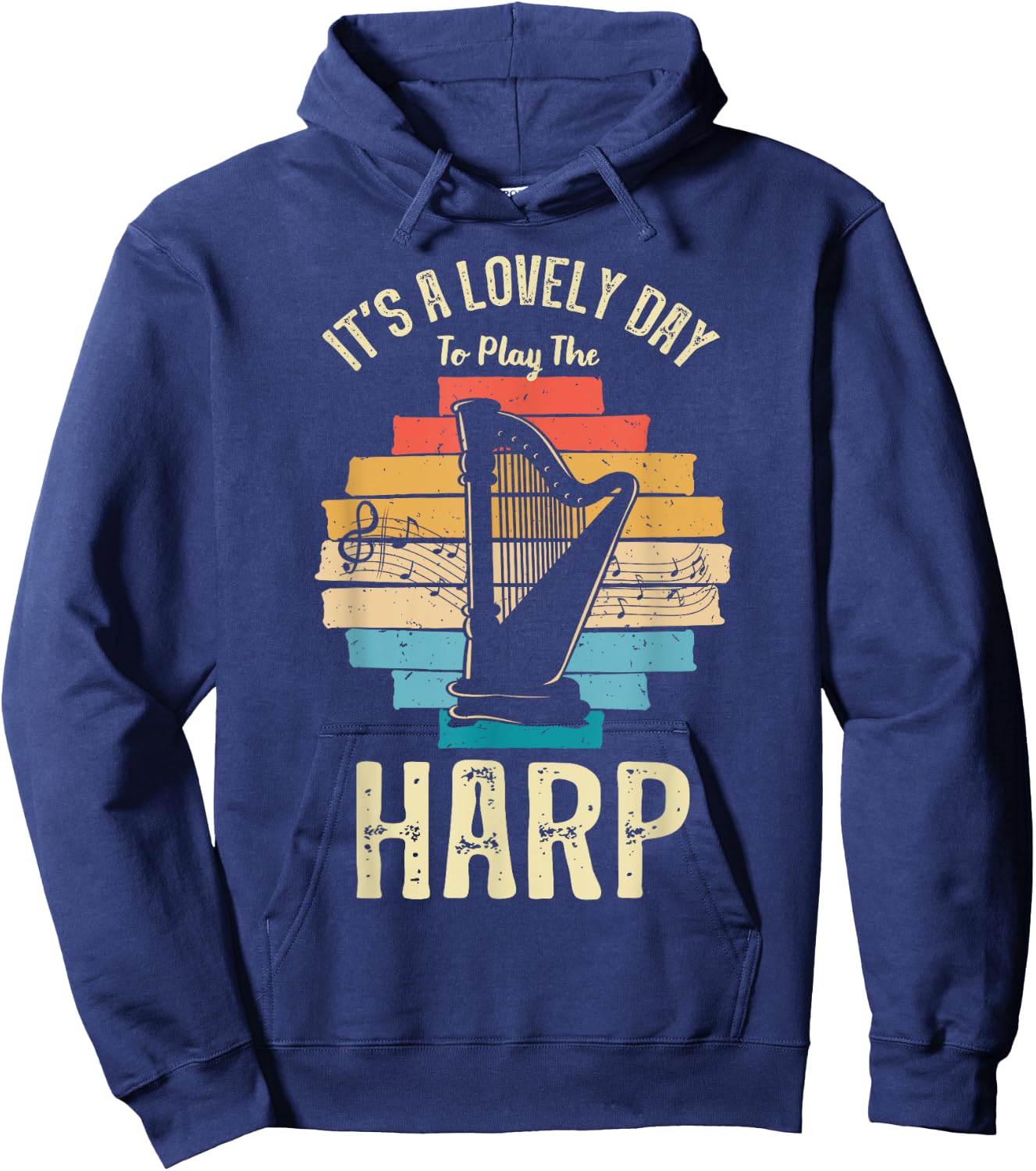 Harp Player Harpist Retro Vintage Musician Music Lover Hoodie - Hoodie | Navy