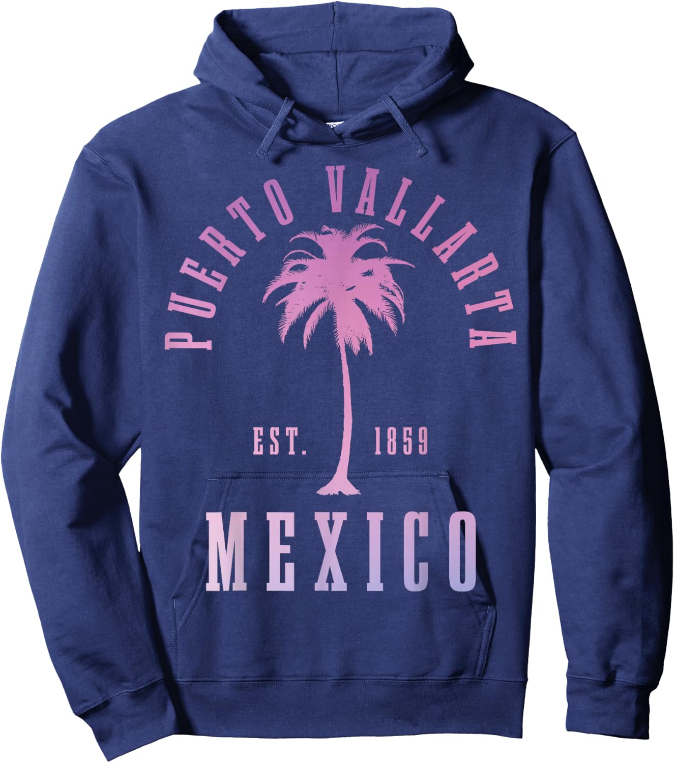 Puerto Vallarta Mexico Palm Tree Vintage Mexican Hoodie - Hoodie | Navy