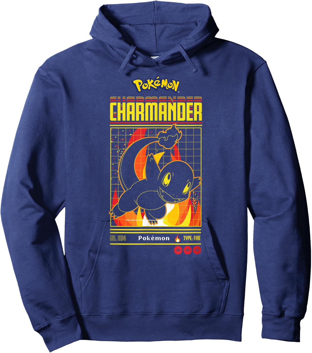 Pokémon - Charmander Retro Gamer Hoodie - Hoodie | Navy
