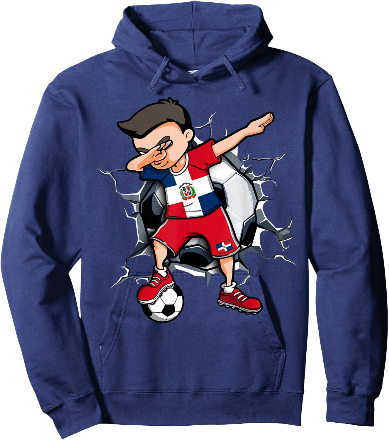 Dabbing Soccer Boy Dominican Republic Football Fans Jersey Hoodie - Hoodie | Navy
