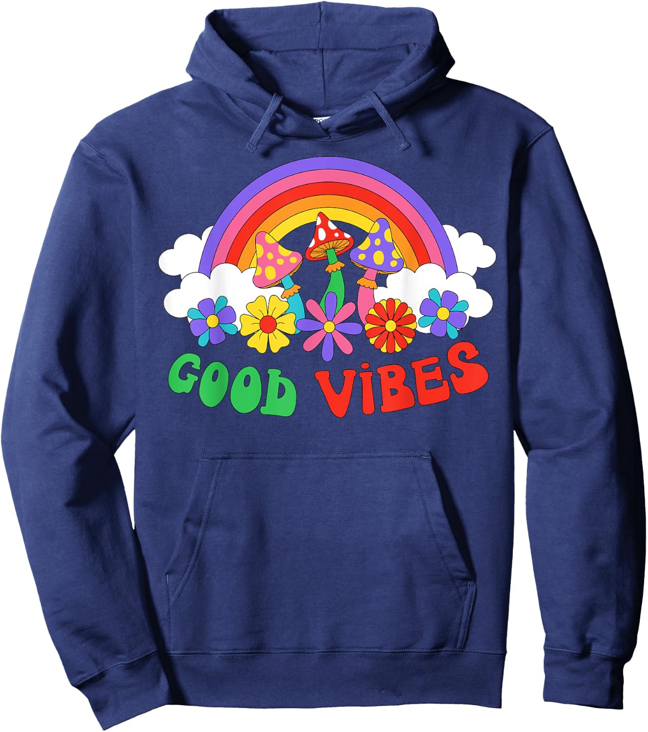 PEACE SIGN LOVE 60s 70s Tie Dye Hippie Halloween Costume Hoodie - Hoodie | Navy