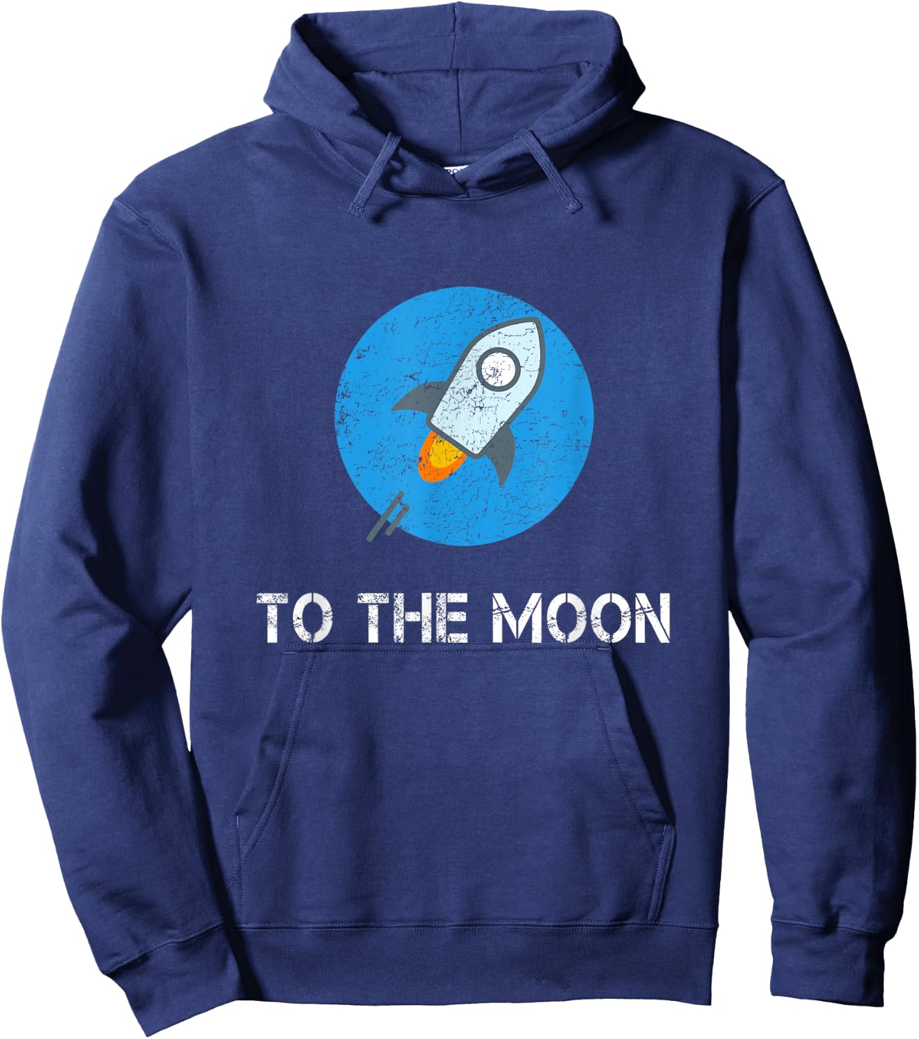 Stellar to the Moon Blue Vintage Distressed Crypto Trader Hoodie - Hoodie | Navy