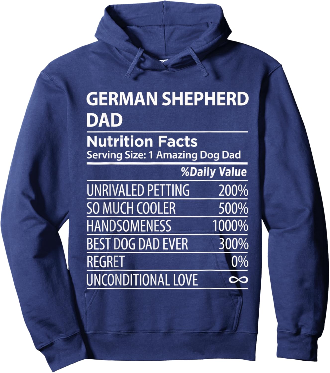 German Shepherd Dad Nutrition Facts Funny German Shepherd Hoodie - Hoodie | Navy