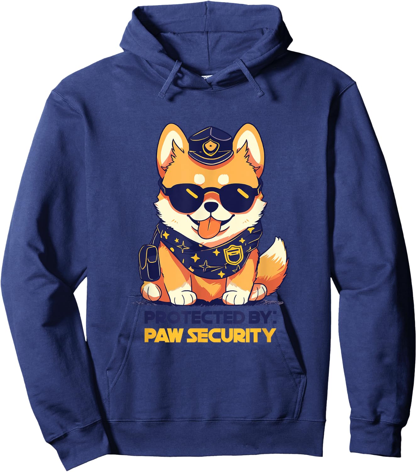 Cute Pomeranian Dog Protected By Paw Security Sunglasses Men Women Kids Hoodie - Hoodie | Navy
