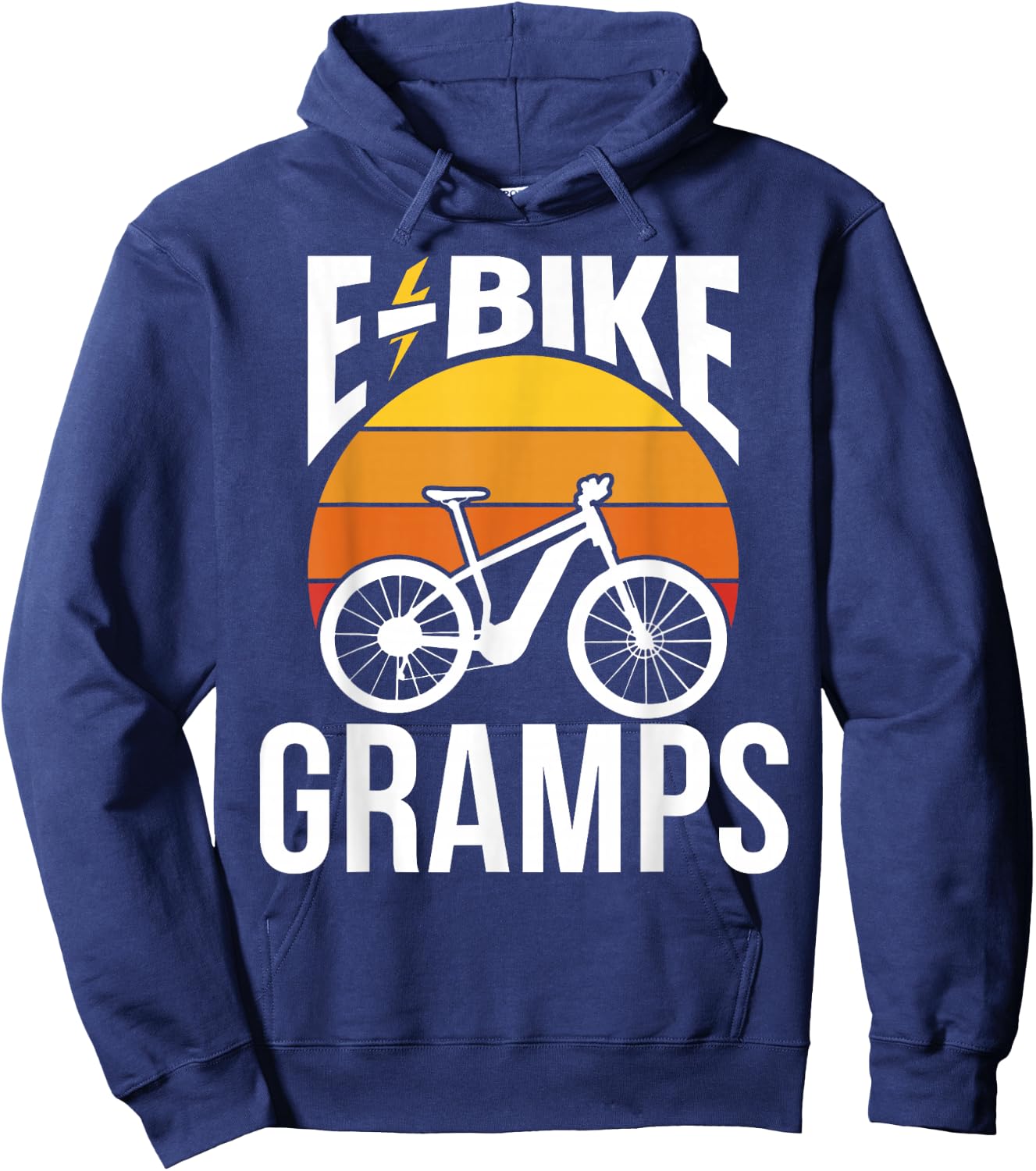 E-Bike Gramps Rider Electric Cycling Cyclist Grandpa Hoodie - Hoodie | Navy