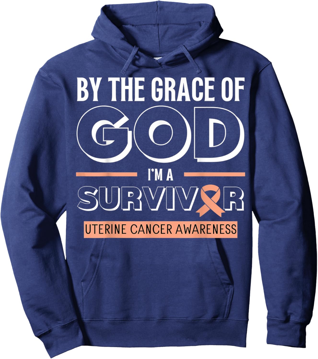 Grace of God Survivor Uterine Cancer Awareness Hoodie - Hoodie | Navy