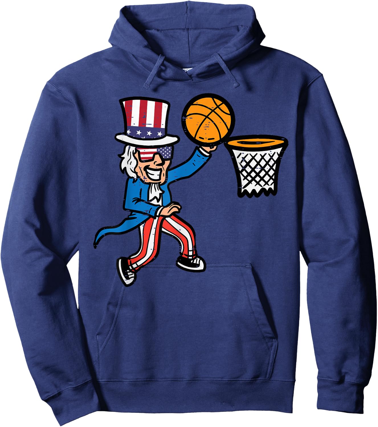 4th Of July Basketball Uncle Sam America Men Boys Kids Teens Hoodie - Hoodie | Navy