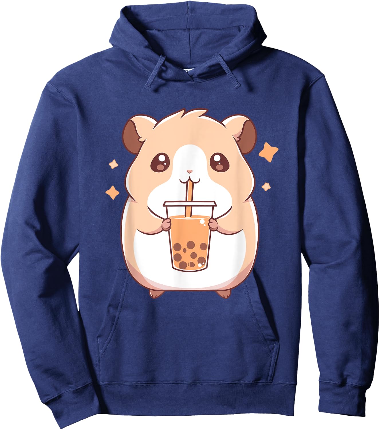 Kawaii Cute Hamster Drinking Boba Bubble Milk Tea Hoodie - Hoodie | Navy