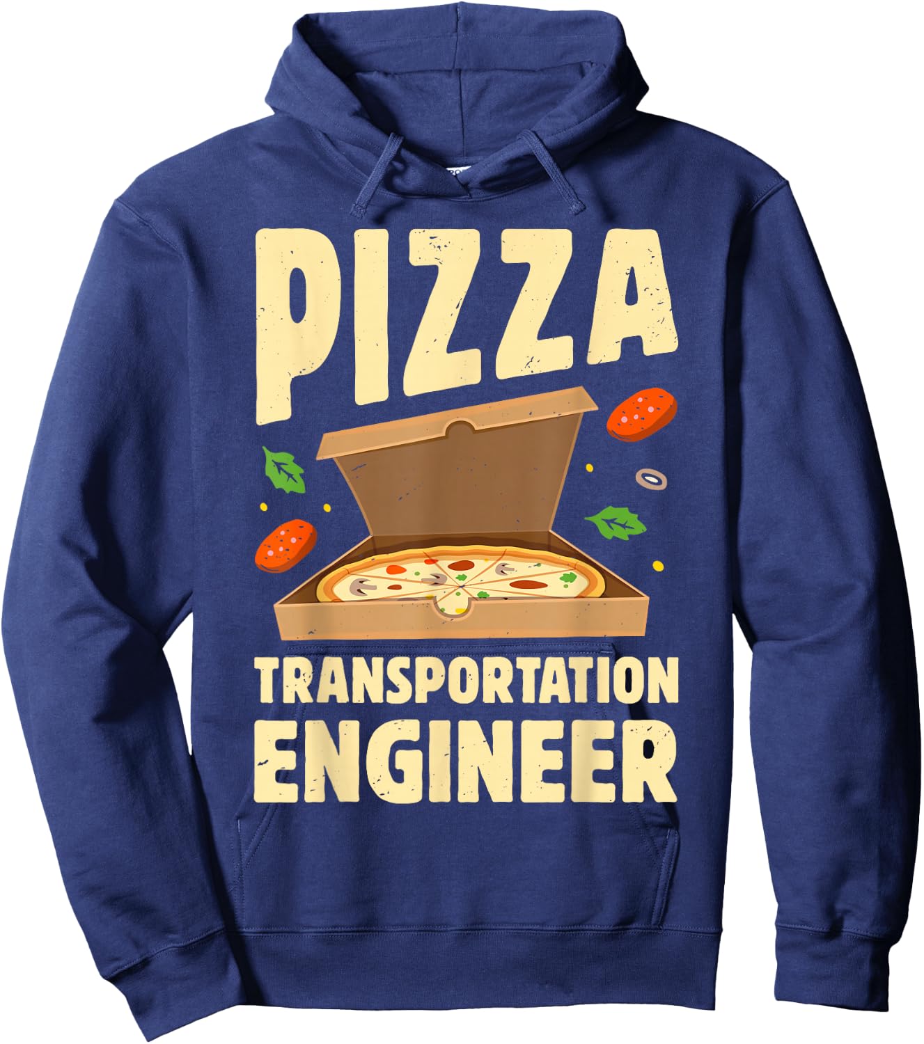 Pizza Transportation Engineer Funny Food Delivery Guy Retro Hoodie - Hoodie | Navy