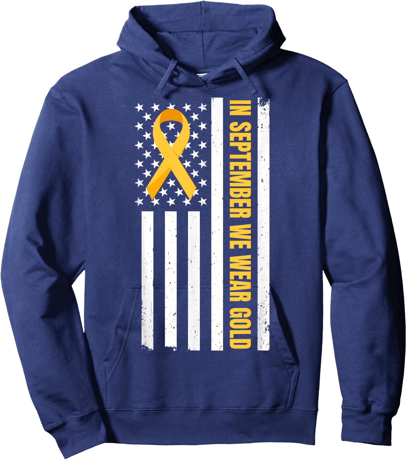 Childhood Cancer Awareness Month | In September We Wear Gold Hoodie - Hoodie | Navy