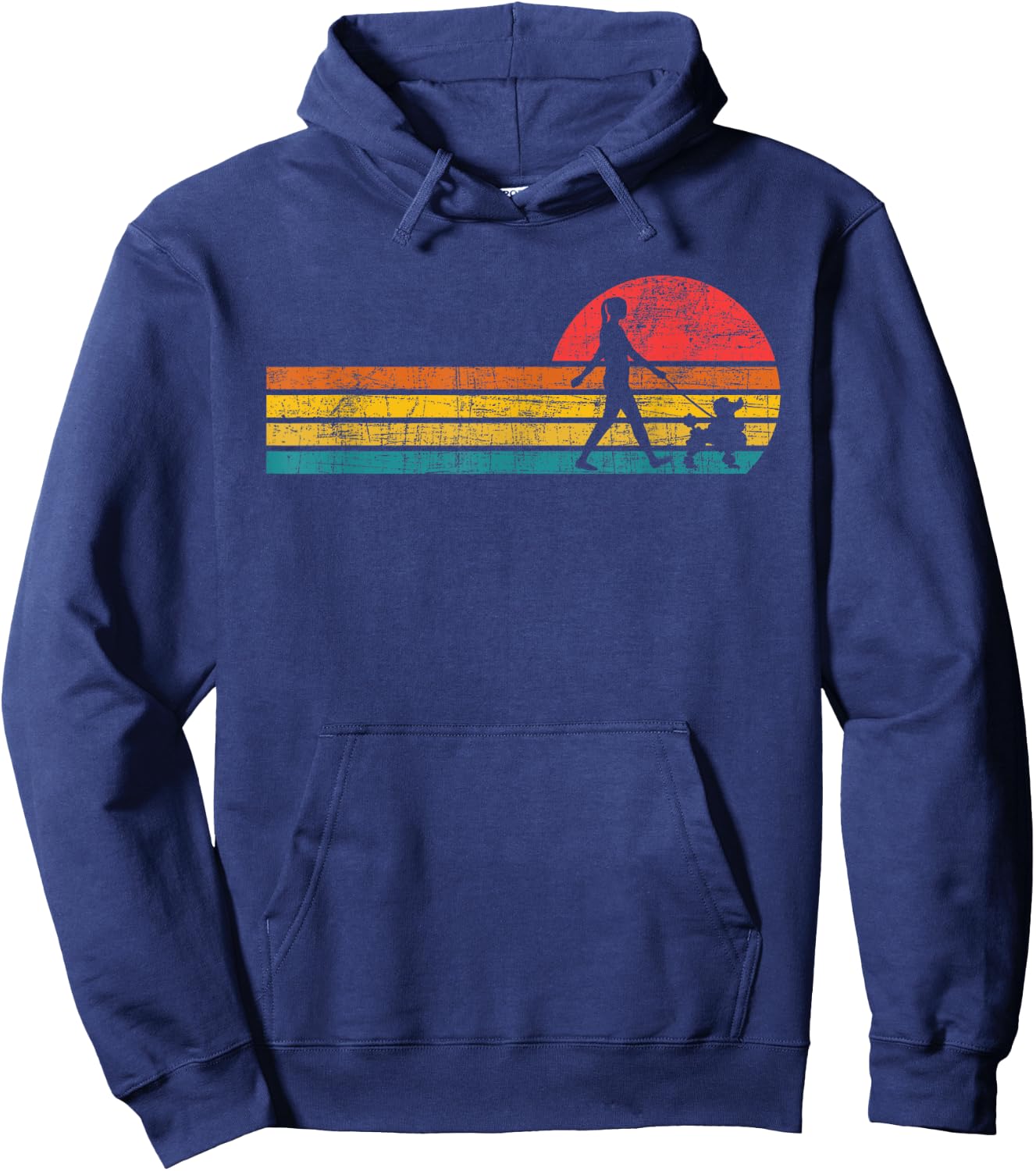 Girl Walking With Poodle - Retro Vintage Dog Trainer Breeder Hoodie - Hoodie | Navy