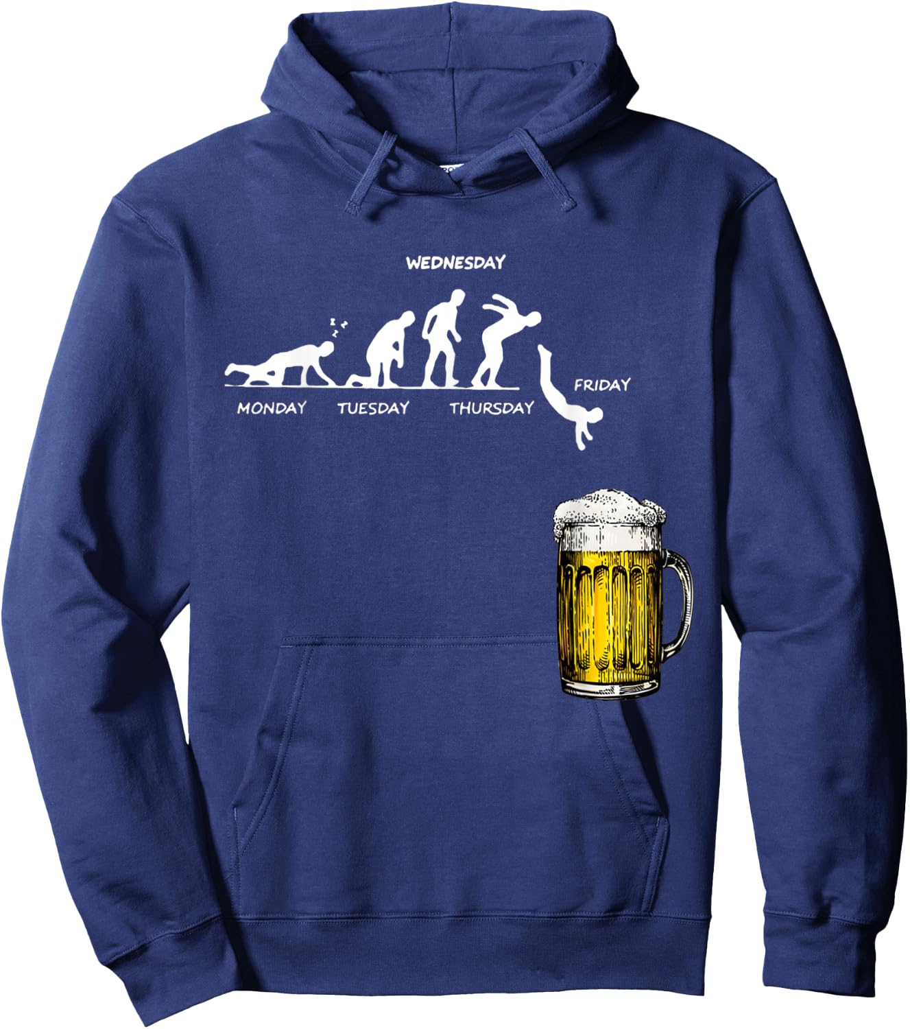 Monday Friday Stick Human Beer Weekly Jump Energy Sarcasm Hoodie - Hoodie | Navy