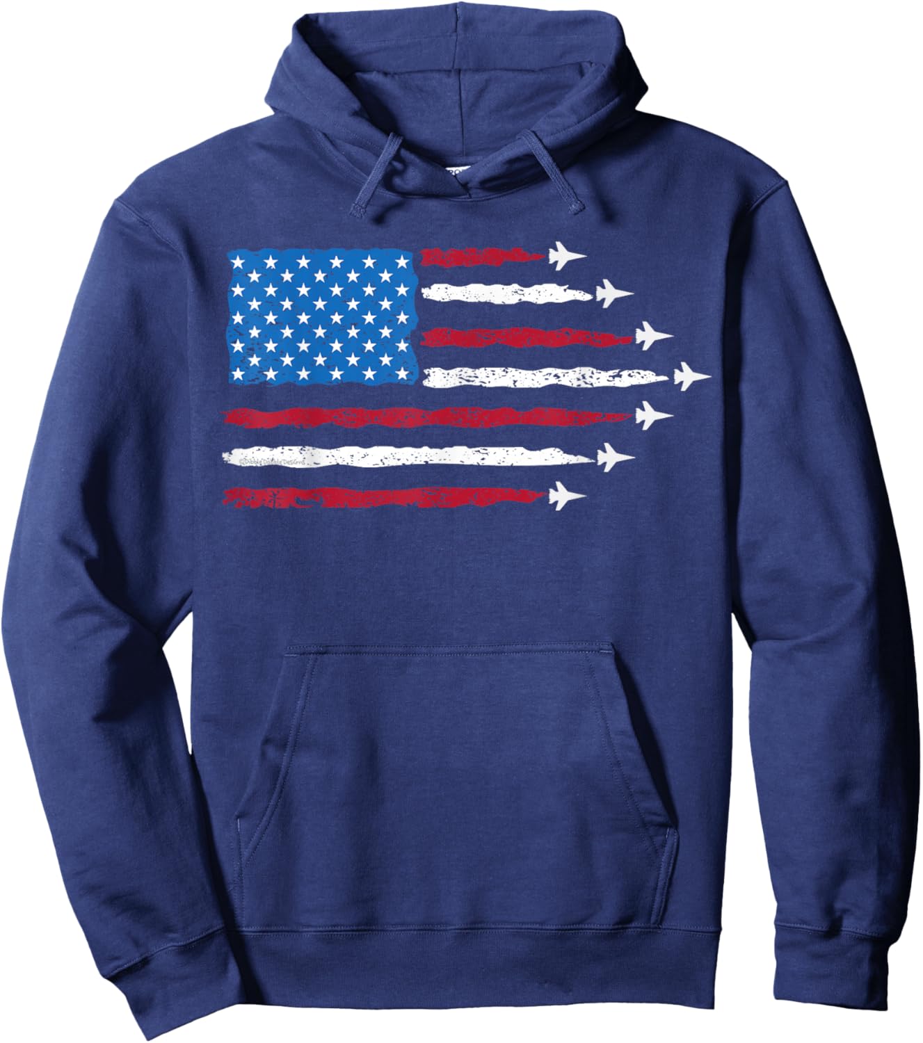 Patriotic Red White Blue USA Flag Fighter Jets 4th of July Hoodie - Hoodie | Navy