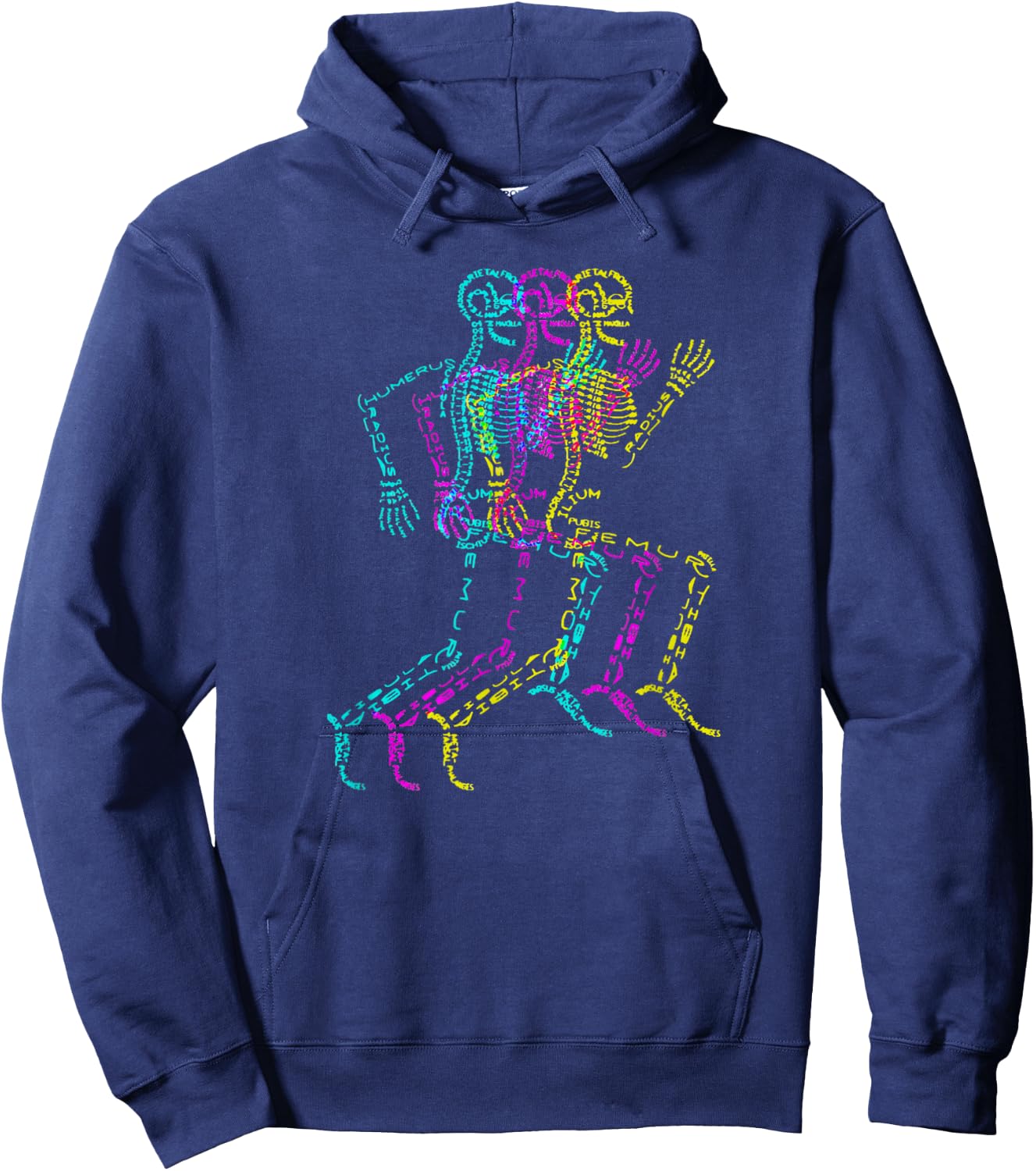 Nerdy Skeleton Bones Labeled Funny Halloween Human Anatomy Hoodie - Hoodie | Navy