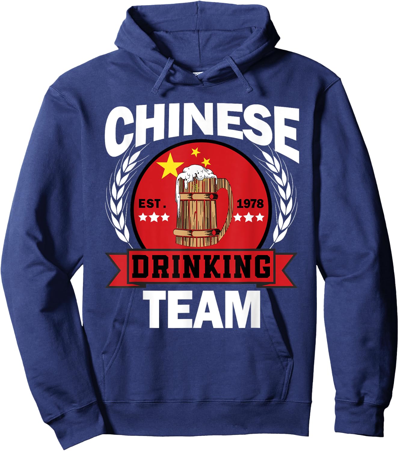 Funny Chinese Part Drinking Team Funny China Flag Beer Party Hoodie - Hoodie | Navy