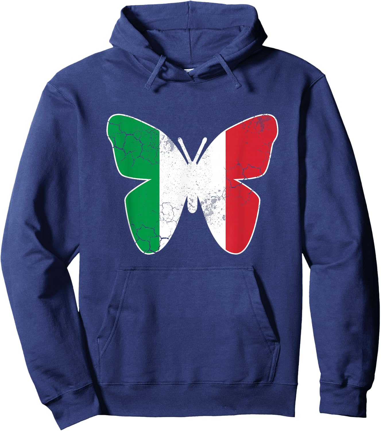 Italian Flag Butterfly Italia Italy Vintage Distressed Hoodie - Hoodie | Navy